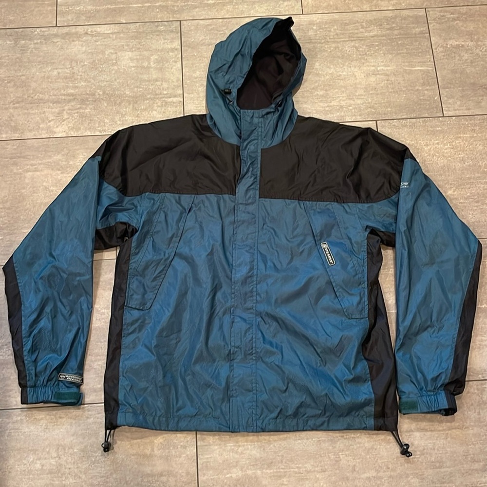 Stearns Dry Wear Lightweight Rain Jacket Shell Blue-Green Size Large Ripstop